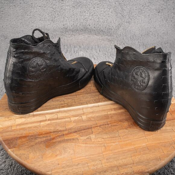Converse All Star Lux Zip Shroud Womens Hidden Wedge Sneaker Black Leather Sz 7 - Picture 6 of 8